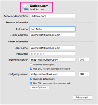 outlook authentication failed mac